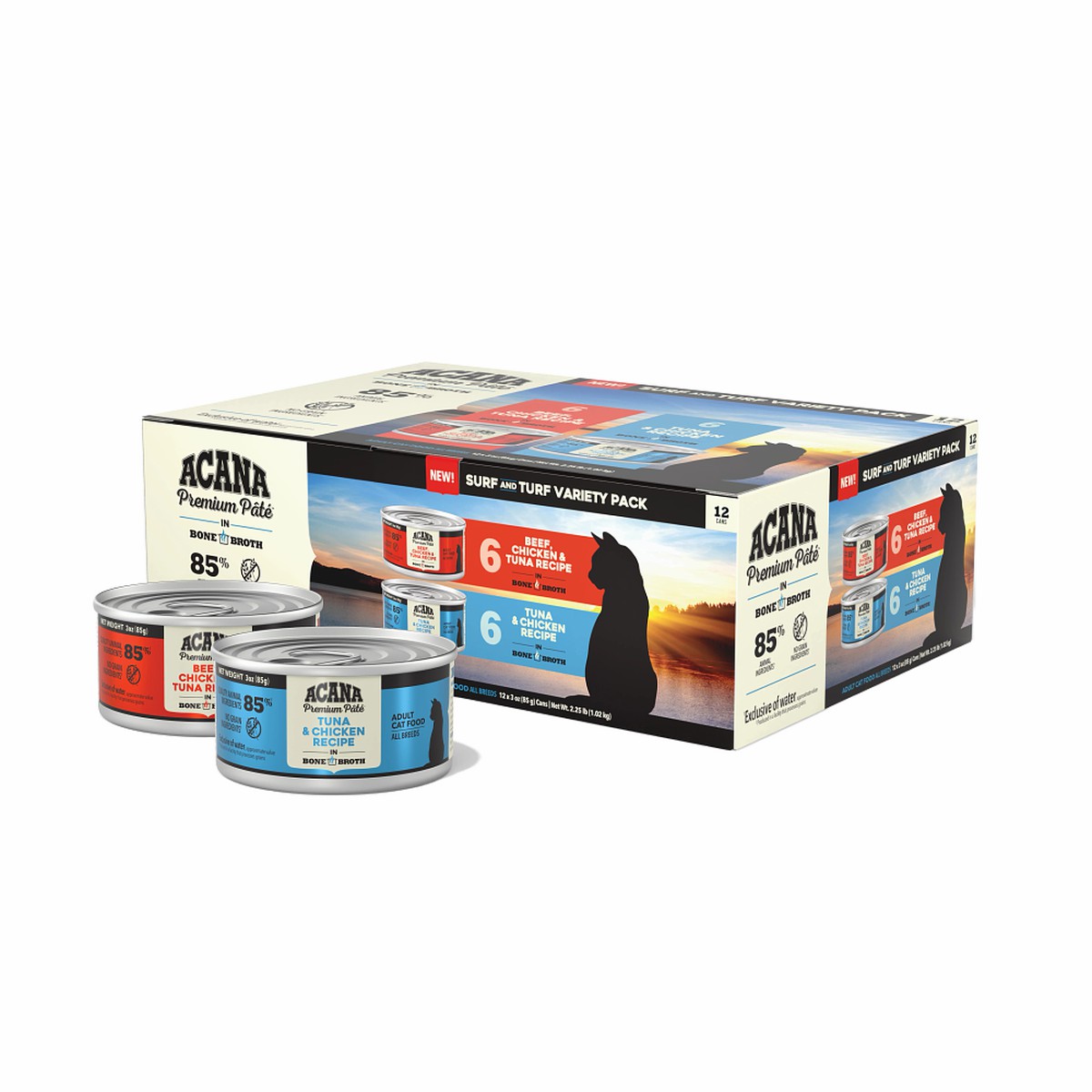 Acana ACANA Premium Pâté, Variety Pack, Surf & Turf Grain Free Wet Cat Food 12*3oz | 385967YNA