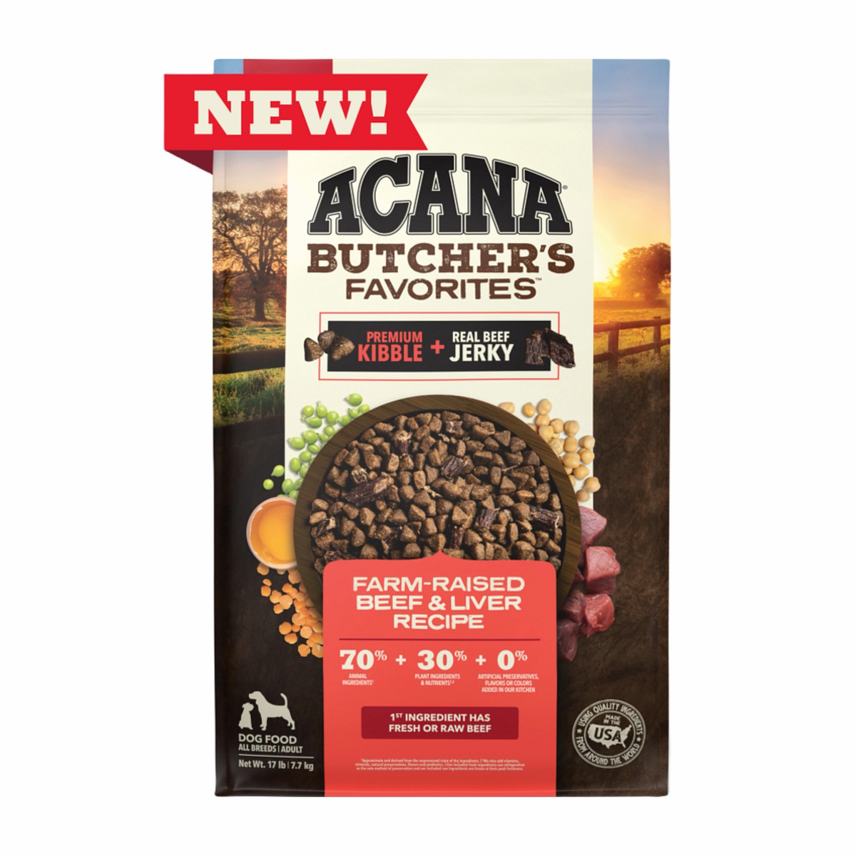 Acana Butcher's Favorites™, Farm-Raised Beef & Liver Grain Free High Protein Dry Dog Food 4lb | 506874EMS