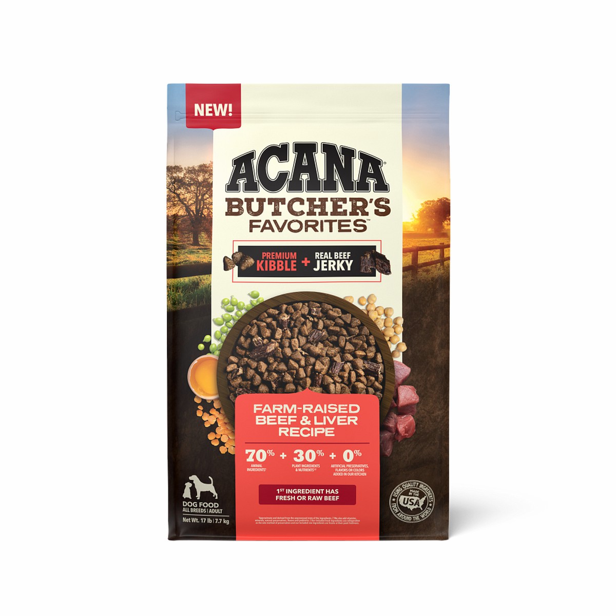 Acana Butcher\'s Favorites™, Farm-Raised Beef & Liver Grain Free High Protein Dry Dog Food 17lb | 735012NET