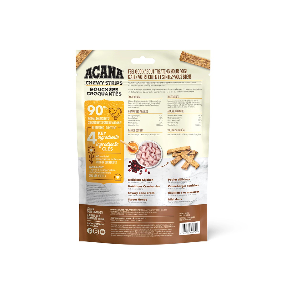 Acana Chewy Strips, Chicken Grain Free Dog Food Soft & Chewy Treats 4oz | 250379QBT