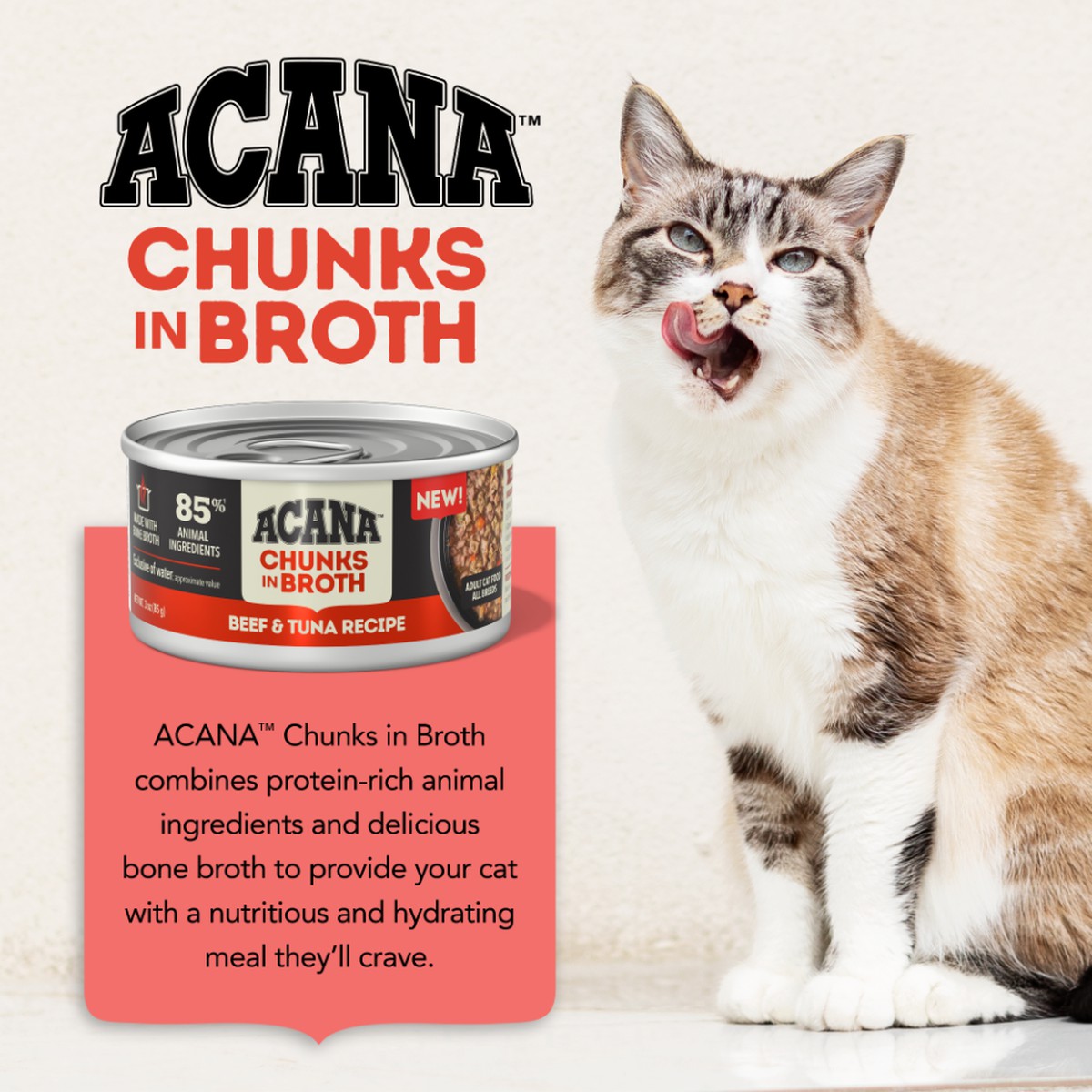 Acana Chunks in Broth Beef & Tuna Grain Free Wet Cat Food 3oz*12 | 934126JAD