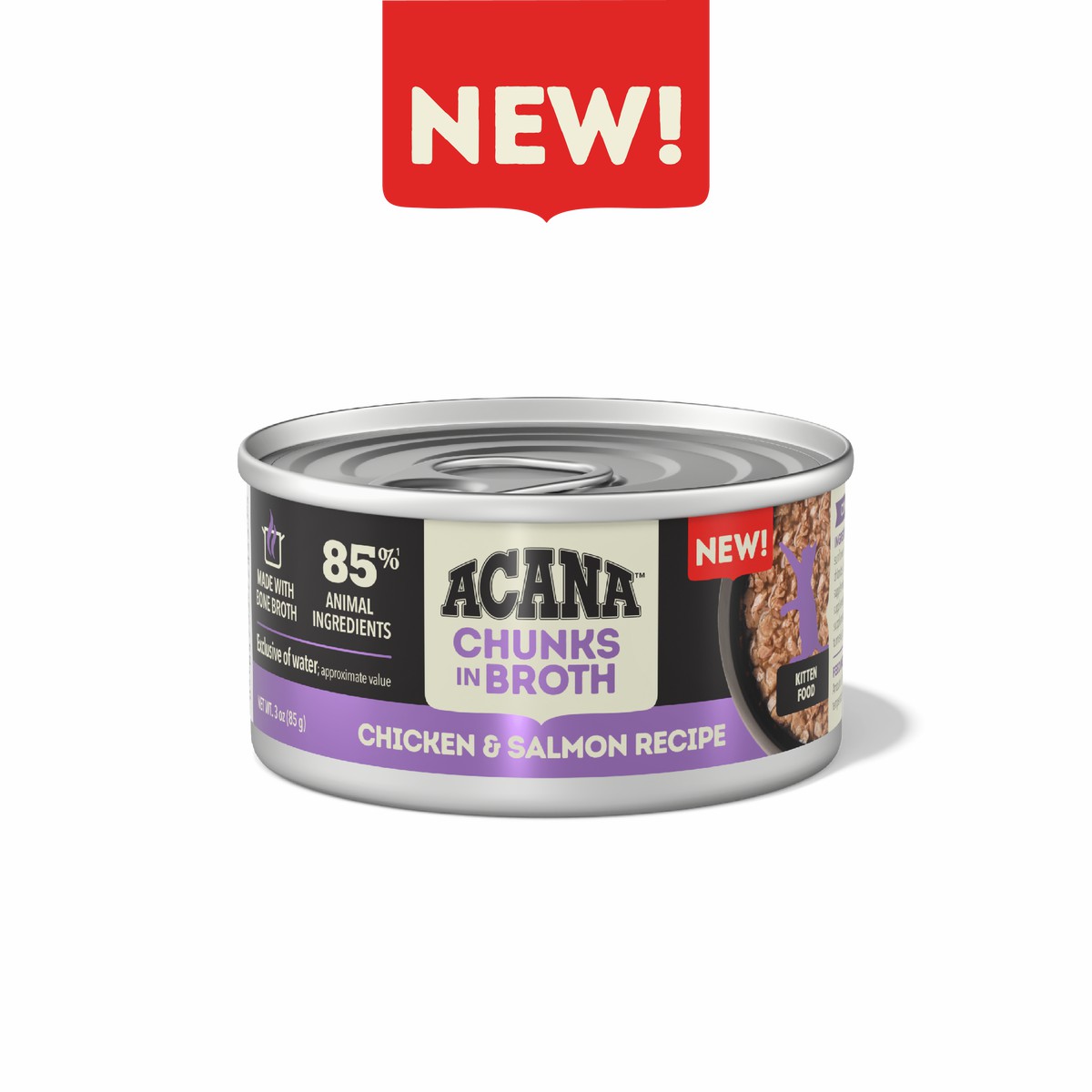 Acana Chunks in Broth Chicken & Salmon for Kittens Grain Free Wet Cat Food 3oz*12 | 013729PGA