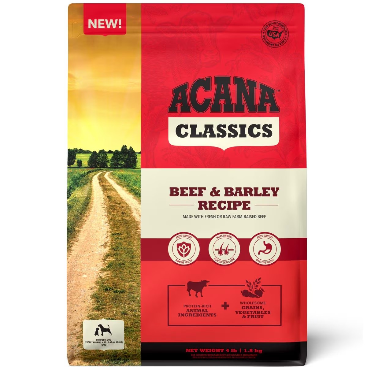 Acana Classics, Beef and Barley Grain Inclusive Dry Dog Food 4lb | 326479SFC