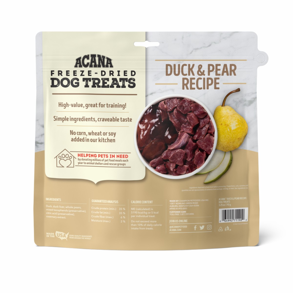 Acana Duck & Pear Freeze-Dried Treats Limited Ingredients Grain Free Freeze-Dried Dog Treats 1.25oz | 170293YOC