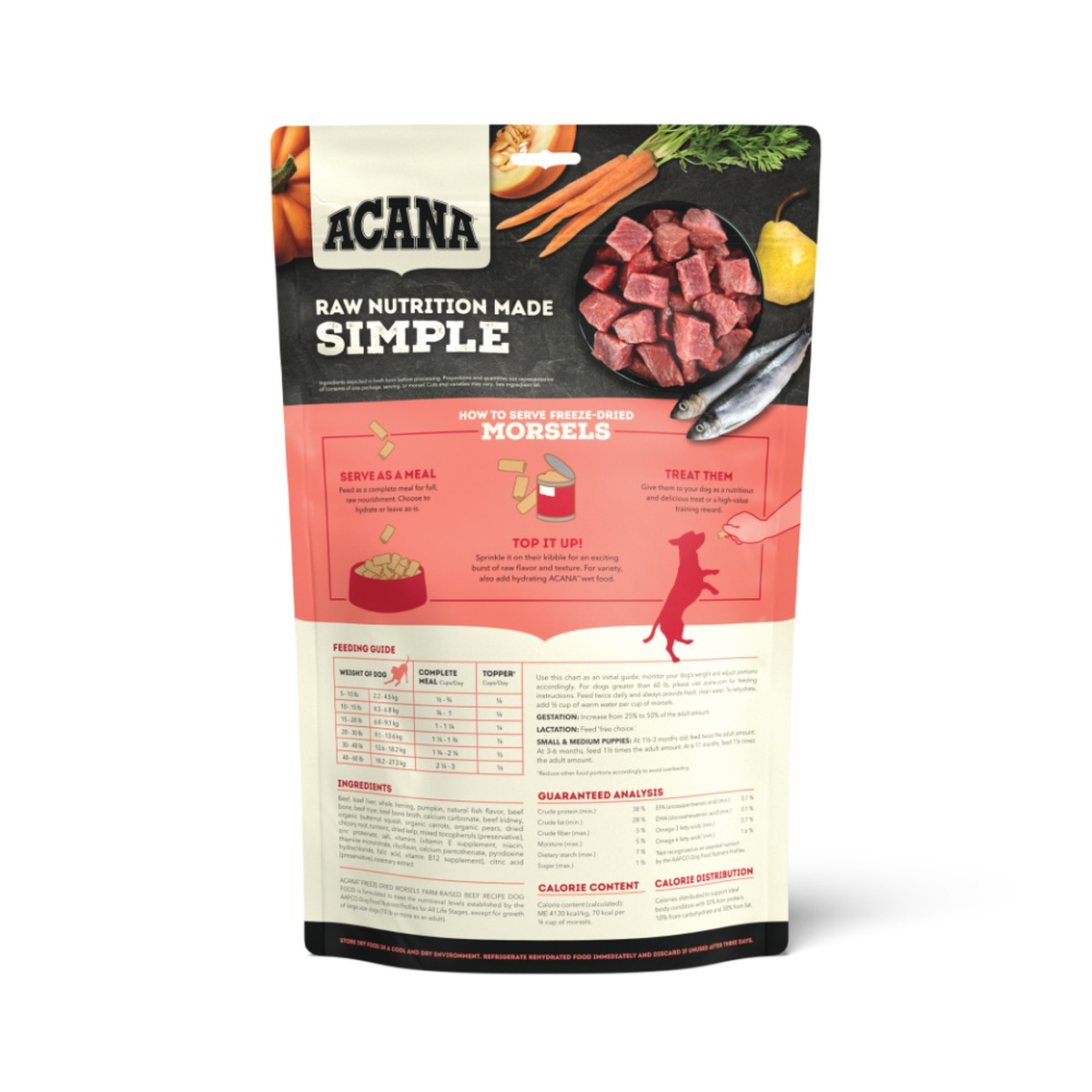 Acana Freeze-Dried Food, Farm-Raised Beef, Morsels Grain Free Freeze-Dried Food 8oz | 435789GJV