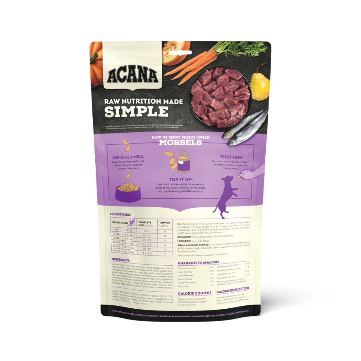 Acana Freeze-Dried Food, Free-Run Duck, Morsels Grain Free Freeze-Dried Food 8oz | 768390HIB