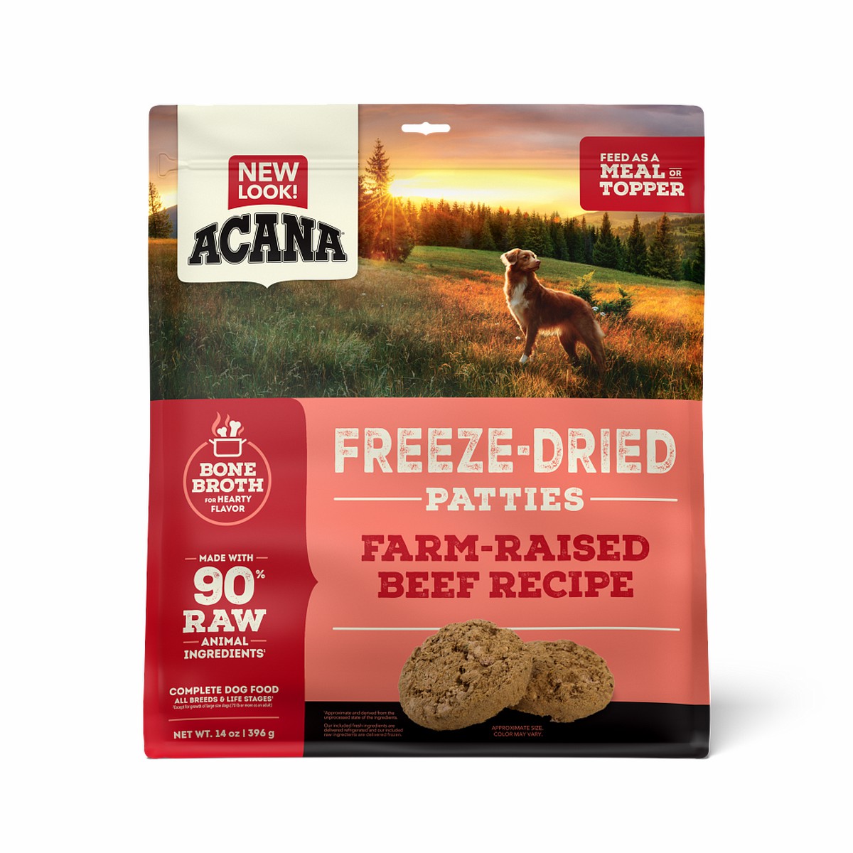 Acana Freeze-Dried Patties, Farm-Raised Beef Grain Free Freeze-Dried Food 14oz | 579312ZST