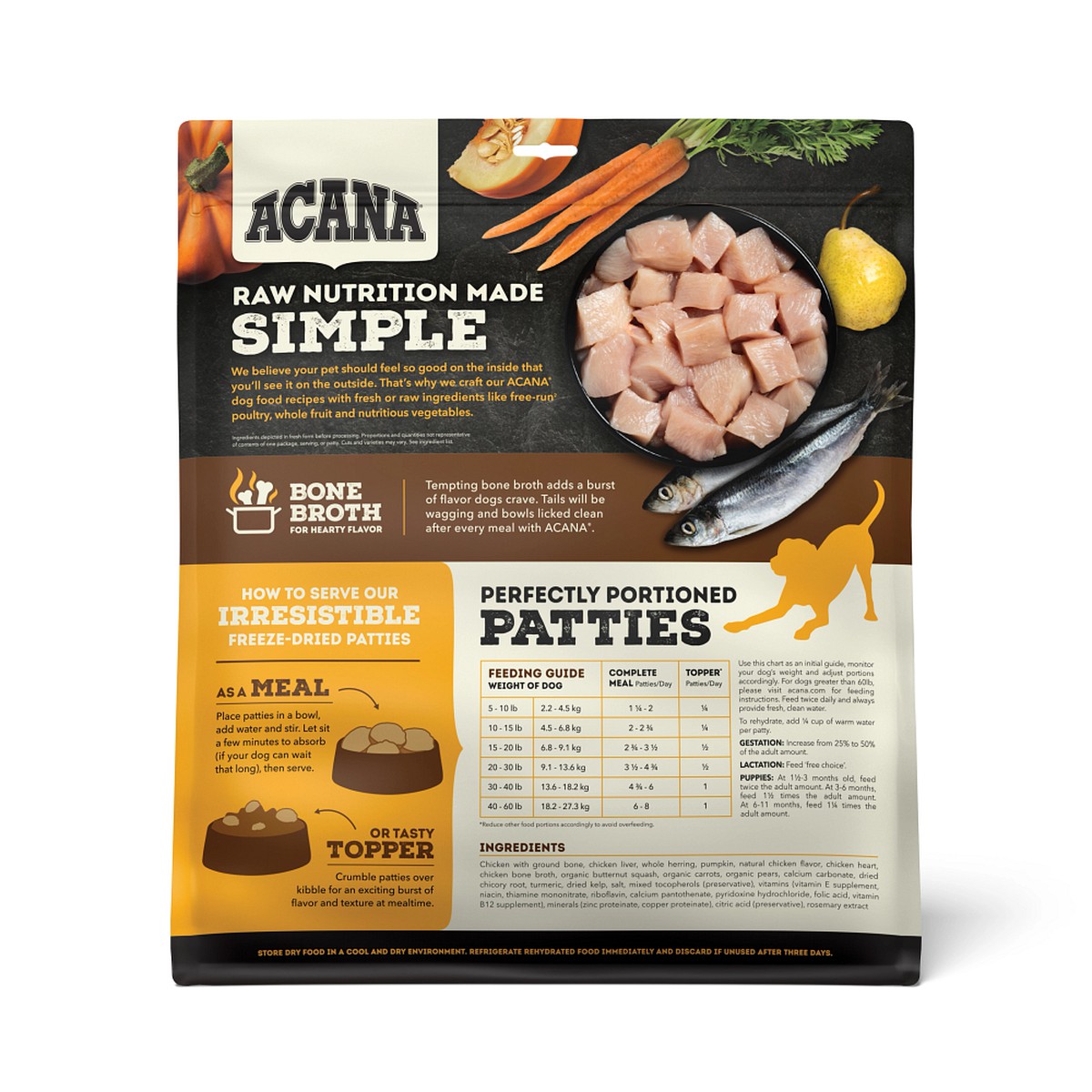 Acana Freeze-Dried Patties, Free-Run Chicken Grain Free Freeze-Dried Food 14oz | 981537DWX