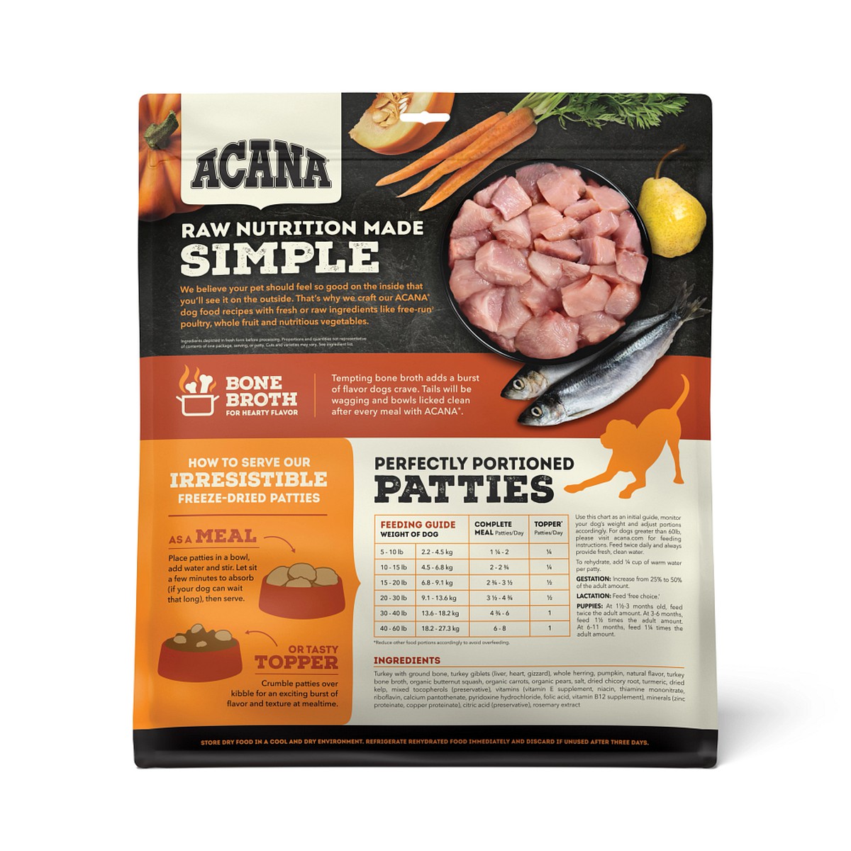 Acana Freeze-Dried Patties, Free-Run Turkey Grain Free Freeze-Dried Food 14oz | 780596MGU