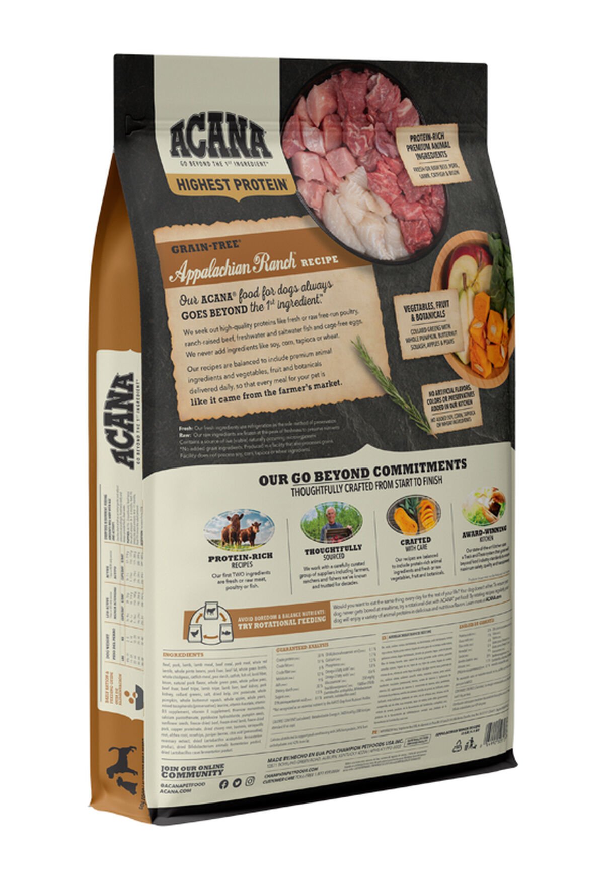 Acana Highest Protein, Appalachian Ranch Grain Free Dry Dog Food 25lb | 173802XEV