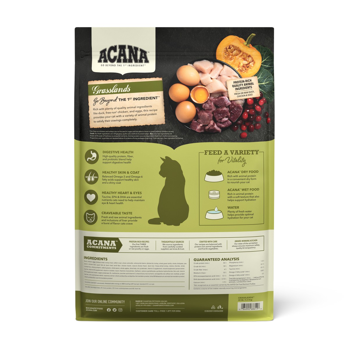 Acana Highest Protein, Grasslands Grain Free Dry Cat Food 4lb | 365821DPN