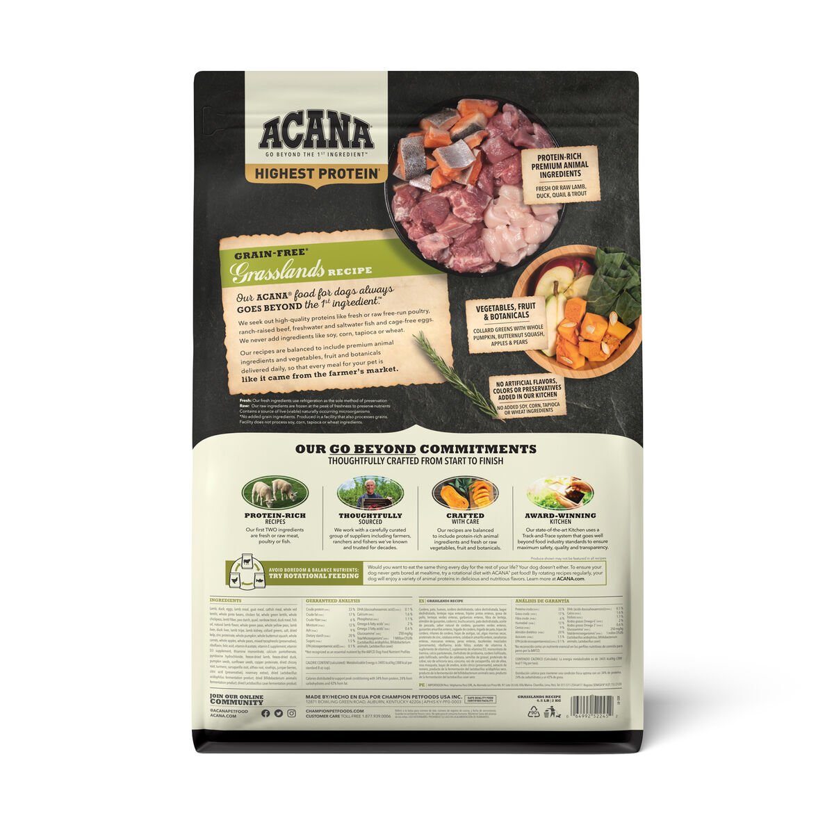 Acana Highest Protein, Grasslands Grain Free Dry Dog Food 4.5lb | 648950MHS