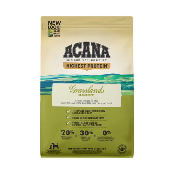 Acana Highest Protein, Grasslands Grain Free Dry Dog Food 4.5lb | 648950MHS