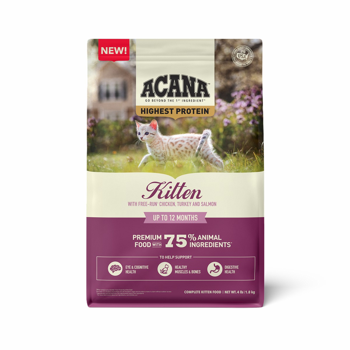 Acana Highest Protein, Kitten Grain Free Dry Cat Food 4lb | 607495ATQ