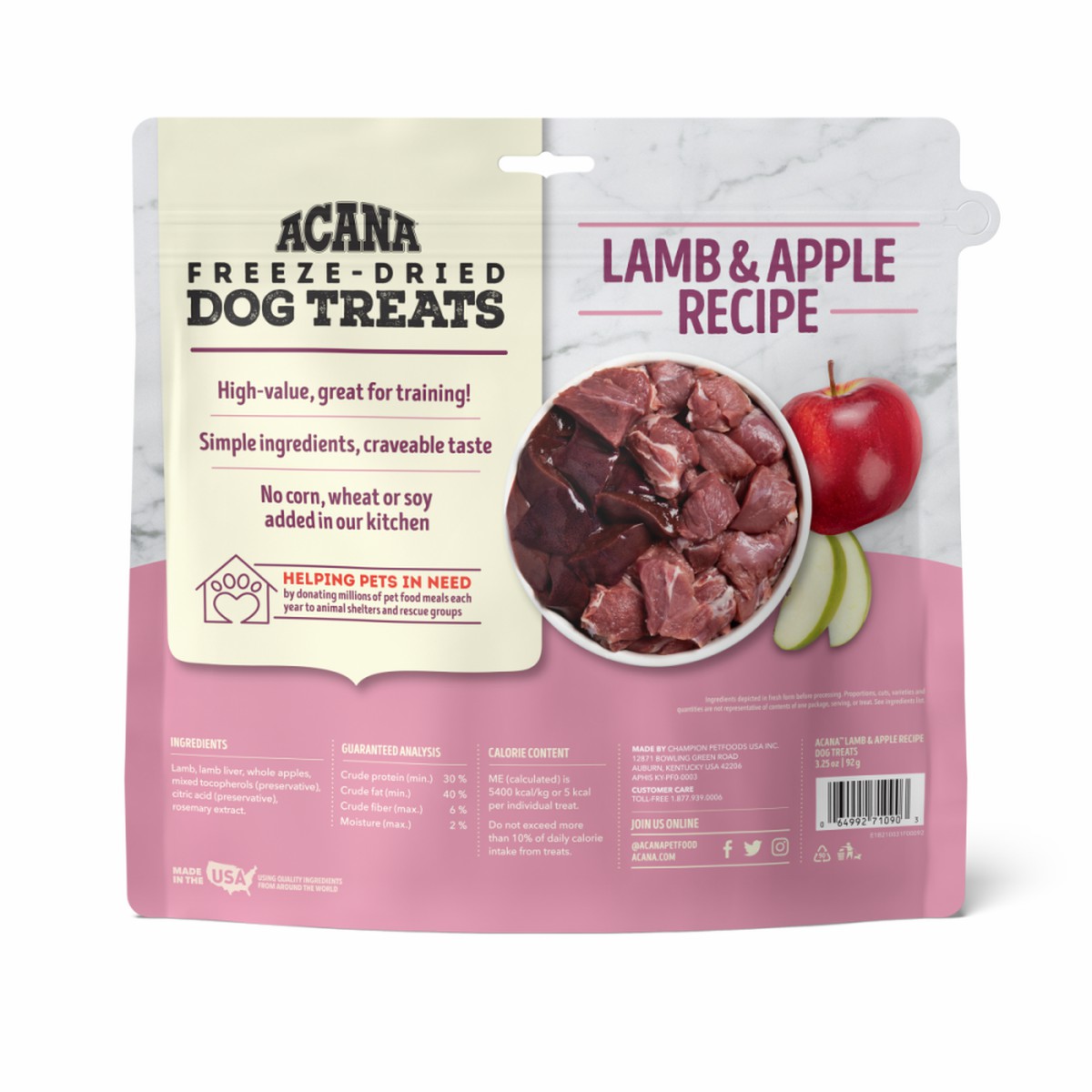 Acana Lamb & Apple Freeze-Dried Treats Limited Ingredients Grain Free Freeze-Dried Dog Treats 1.25oz | 602145MNE