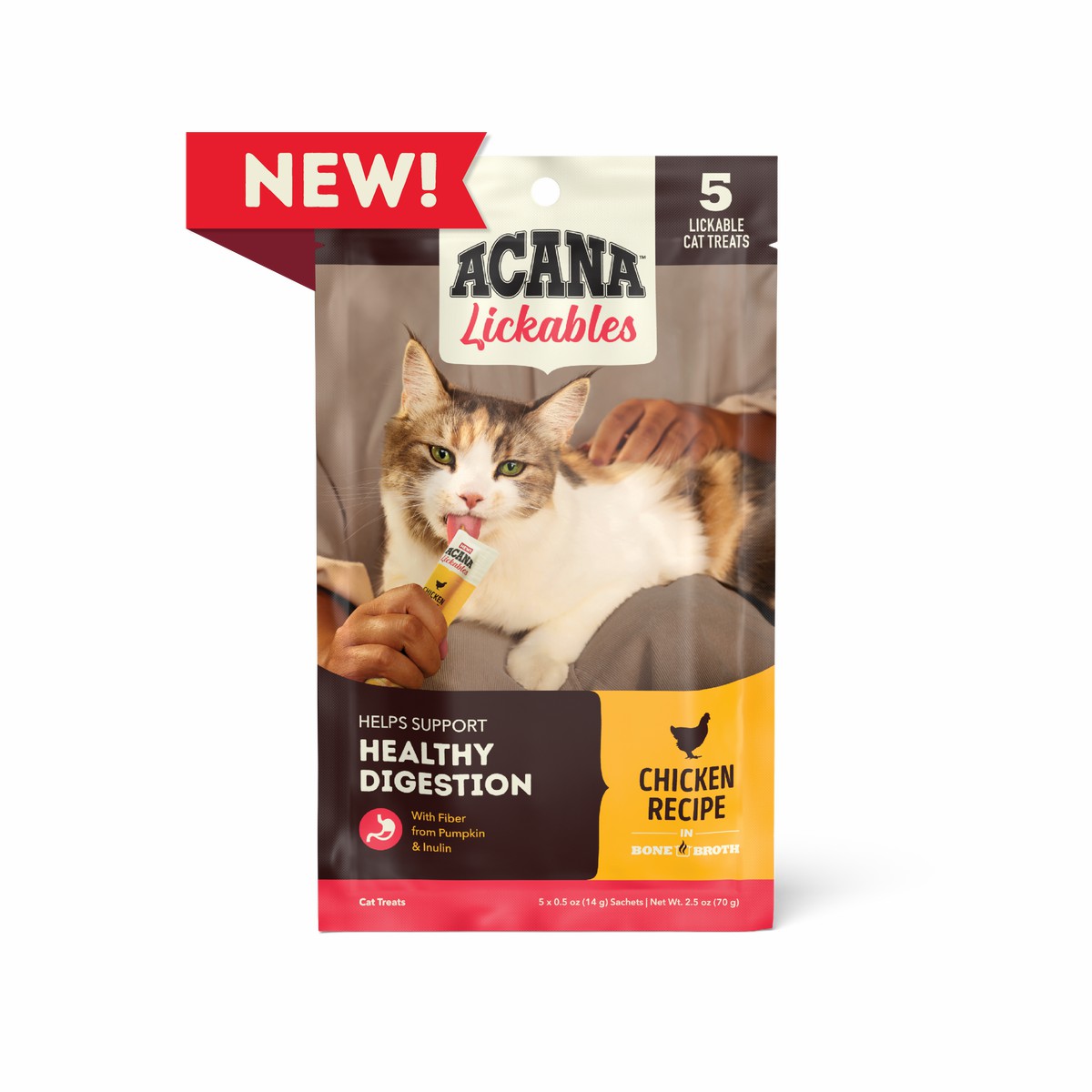 Acana Lickables, Chicken, Cat Treats Grain Free Cat Food Lickable Treats 2.5oz*5 | 172540RVH