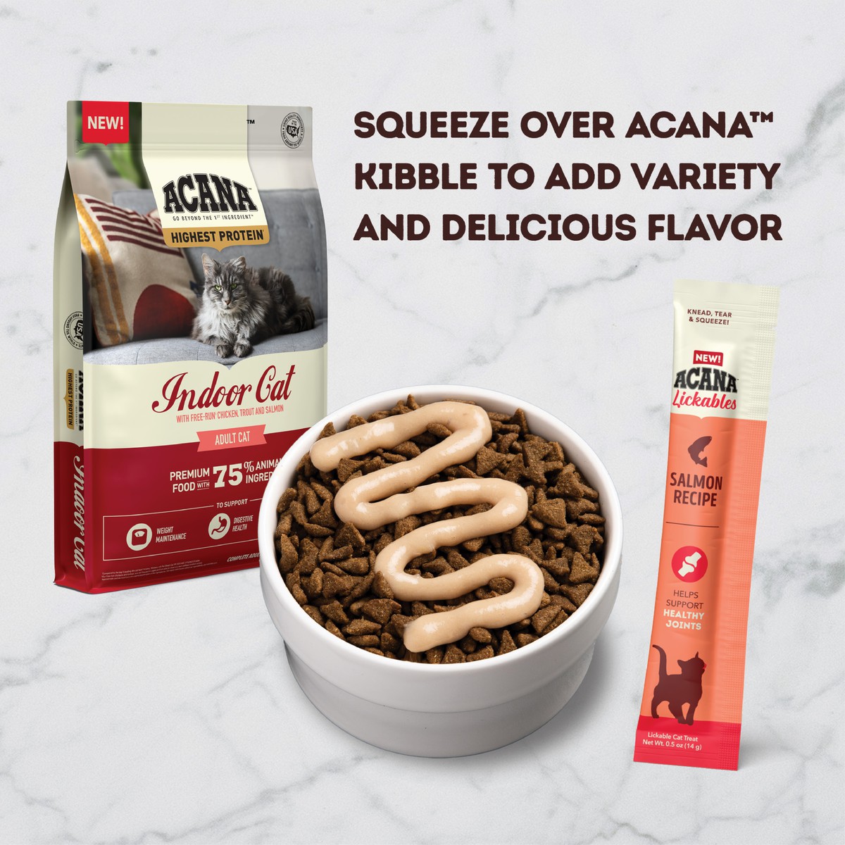 Acana Lickables, Salmon, Cat Treats Grain Free Cat Food Lickable Treats 2.5oz*5 | 590246NXH