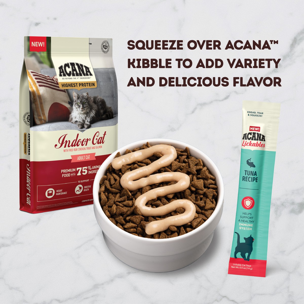 Acana Lickables, Tuna, Cat Treats Grain Free Cat Food Lickable Treats 2.5oz*5 | 870154QUJ