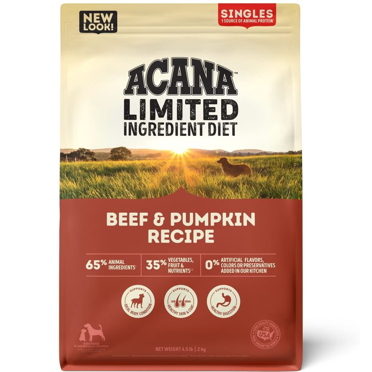 Acana Singles, Beef & Pumpkin Limited Ingredients Grain Free Dry Dog Food 4.5lb | 175830NIC