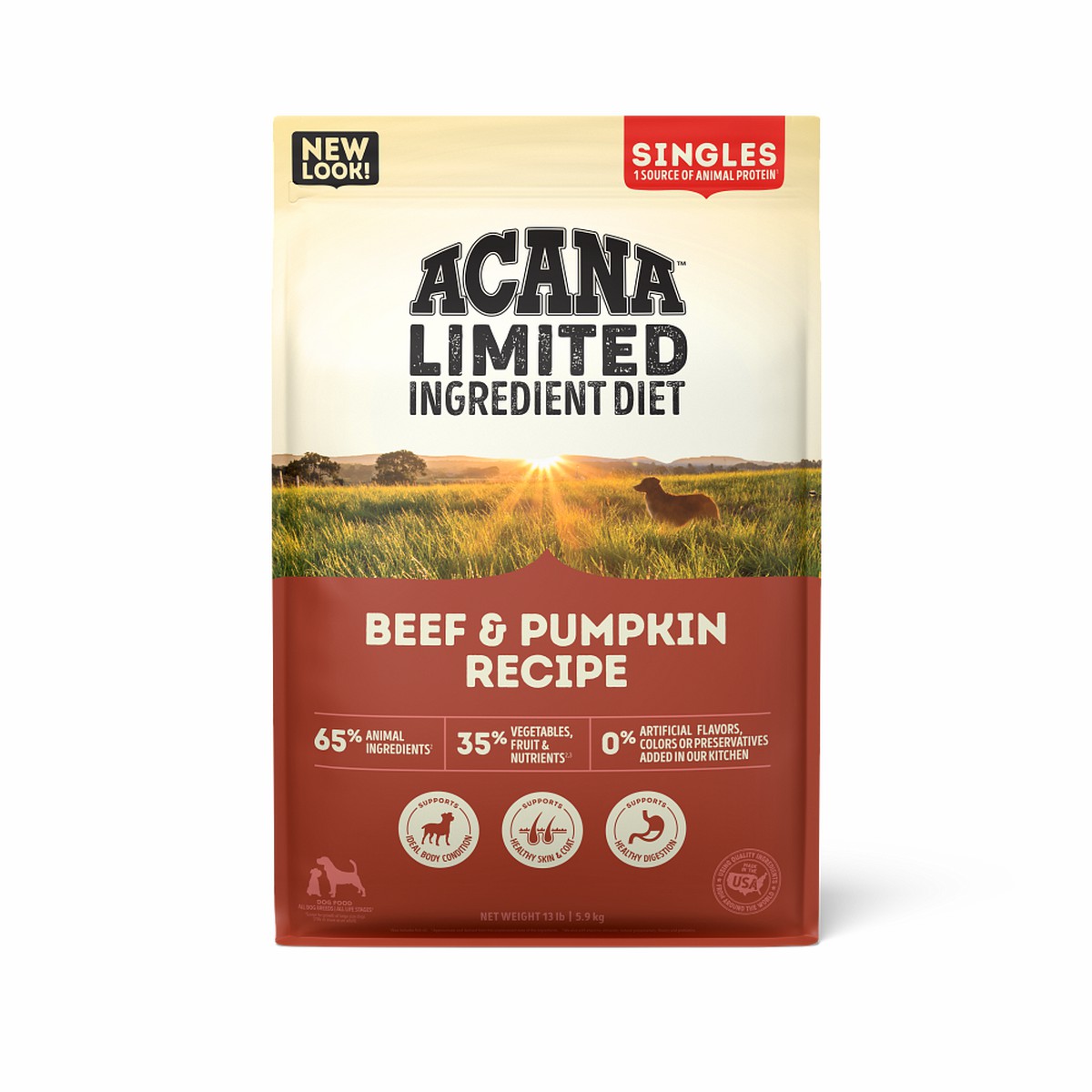 Acana Singles, Beef & Pumpkin Limited Ingredients Grain Free Dry Dog Food 13lb | 735219UVS