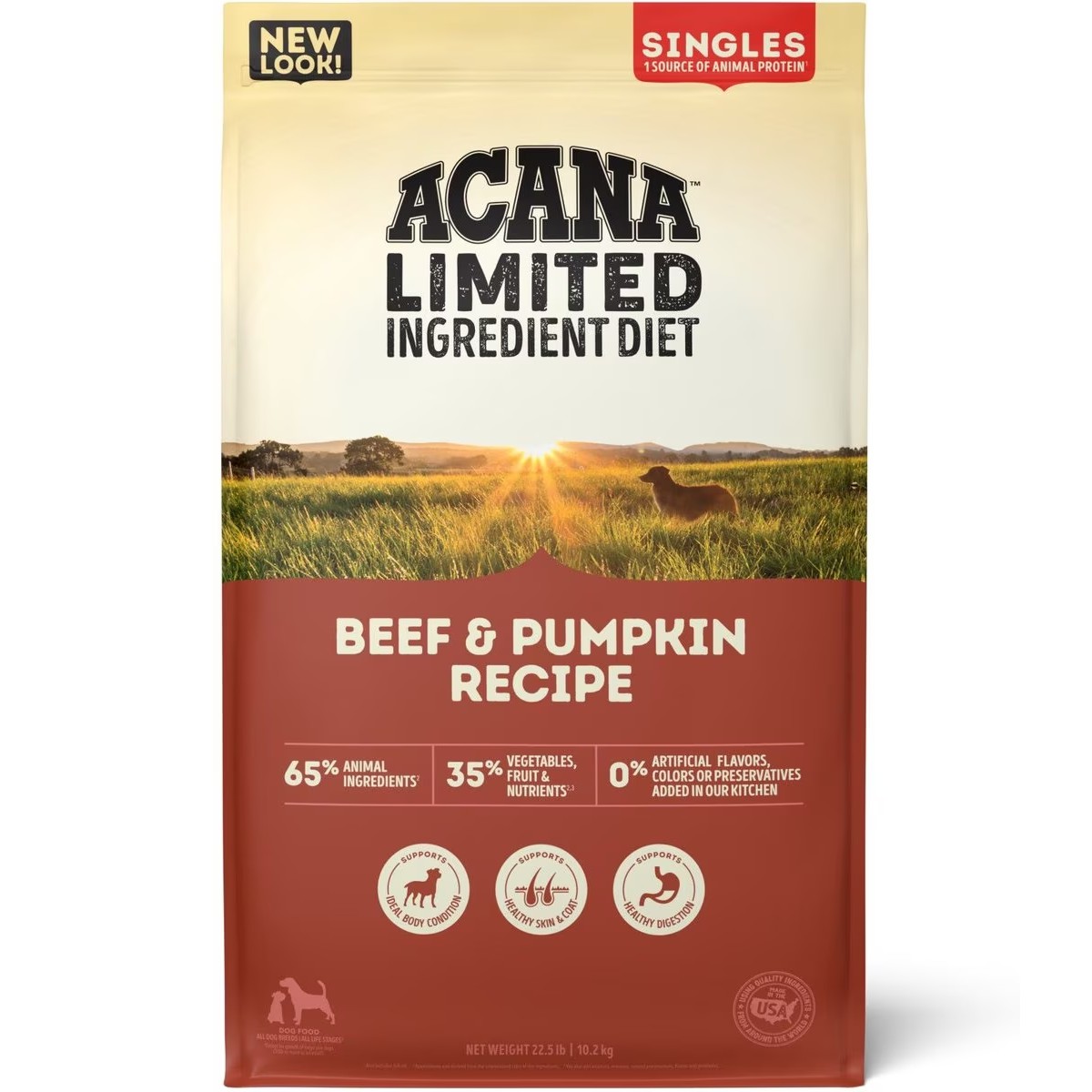 Acana Singles, Beef & Pumpkin Limited Ingredients Grain Free Dry Dog Food 22.5lb | 870519TRY