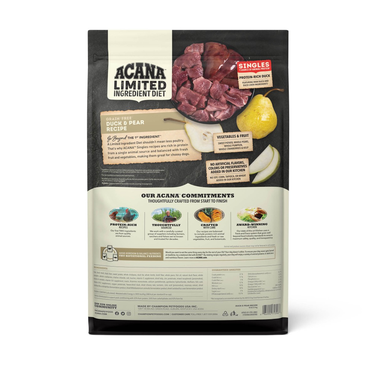 Acana Singles, Duck & Pear Limited Ingredients Grain Free Dry Dog Food 4.5lb | 146905NJG