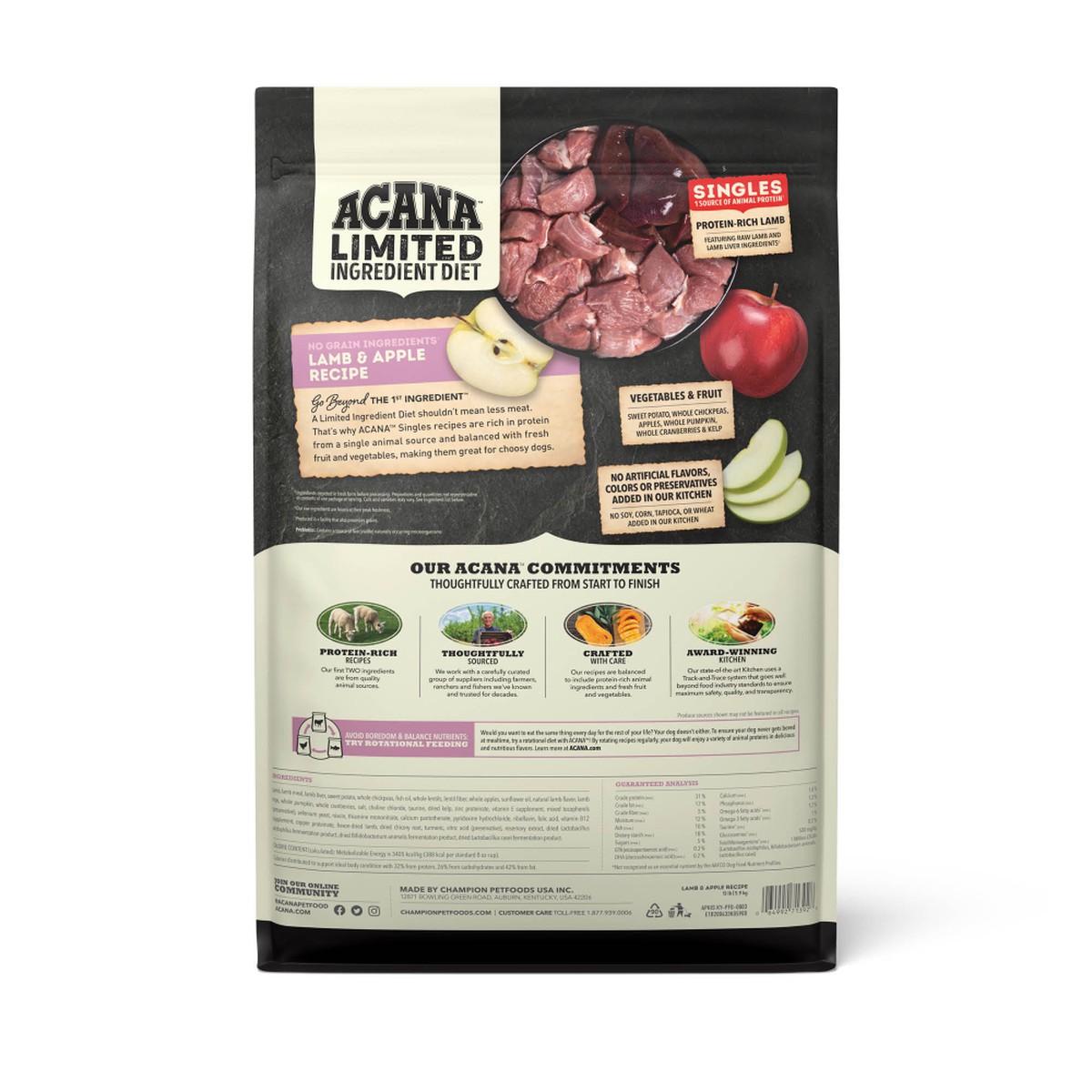 Acana Singles, Lamb & Apple Limited Ingredients Grain Free Dry Dog Food 4.5lb | 784521NDH