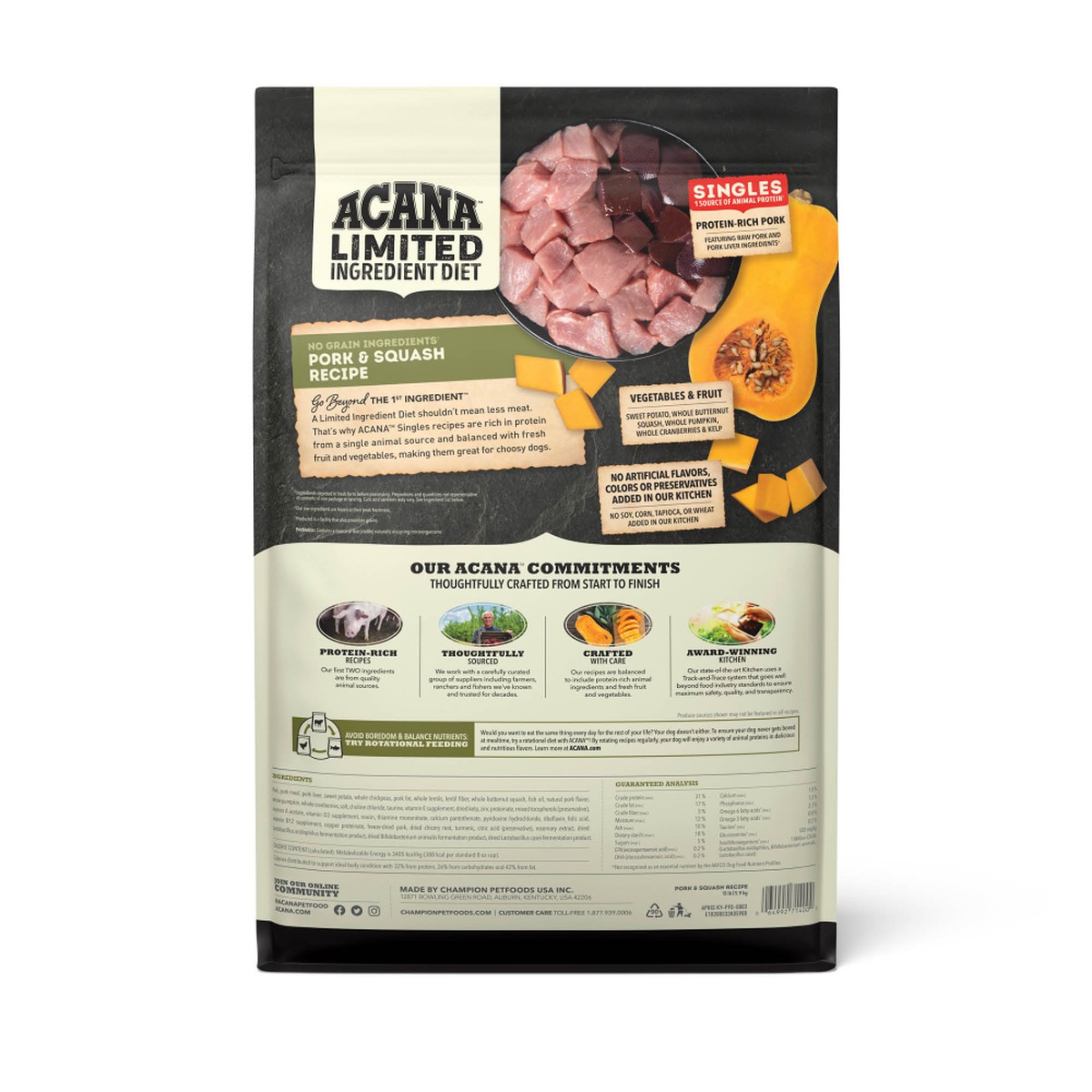 Acana Singles, Pork & Squash Limited Ingredients Grain Free Dry Dog Food 4.5lb | 821593FQV