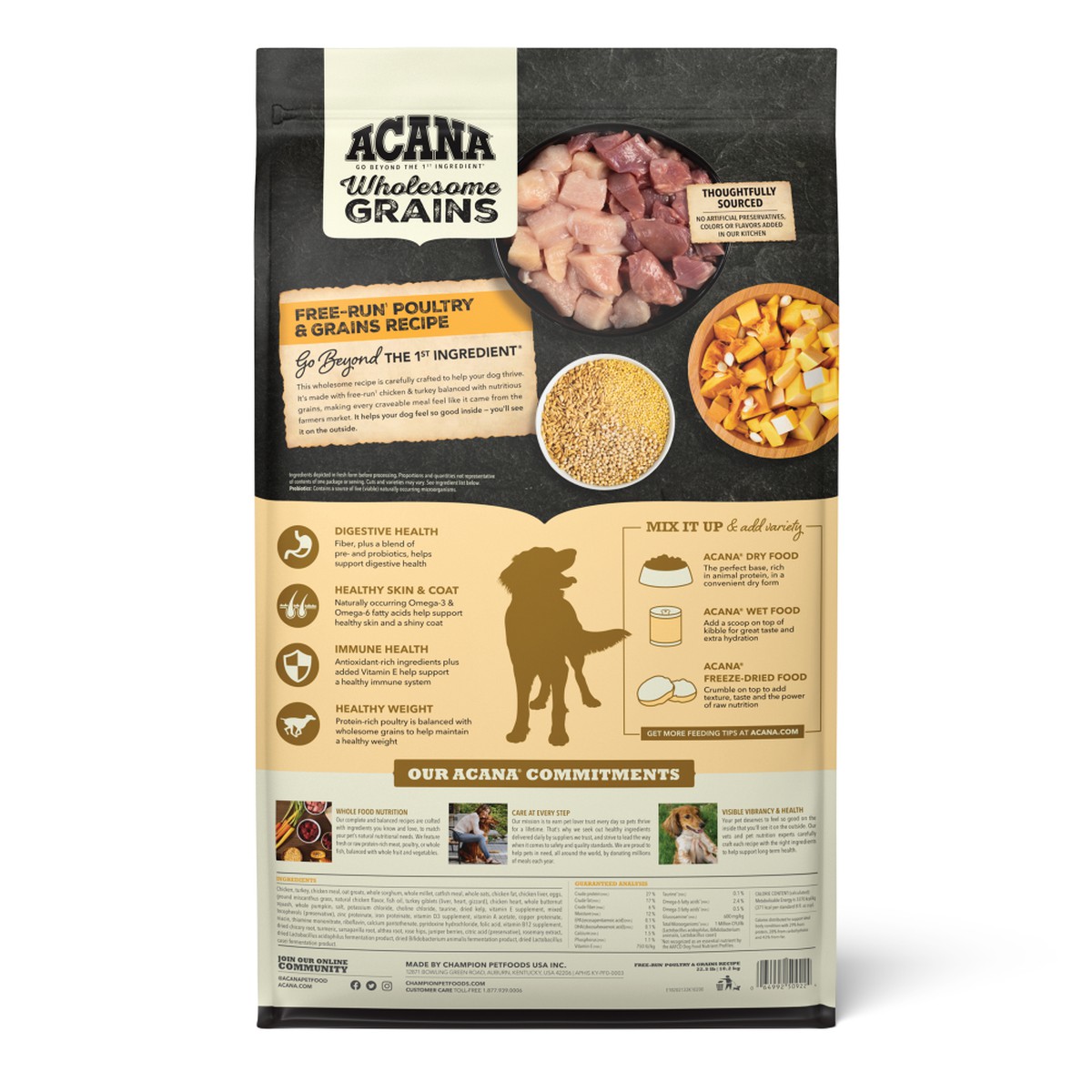 Acana Wholesome Grains, Free-Run Poultry & Grains Dry Dog Food 4lb | 580967NXW