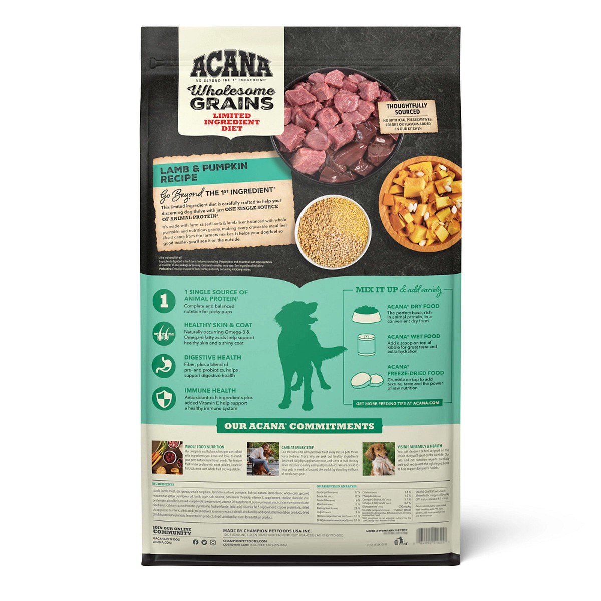 Acana Wholesome Grains, Lamb & Pumpkin, Limited Ingredient Diet Dry Dog Food 4lb | 496378ZVF