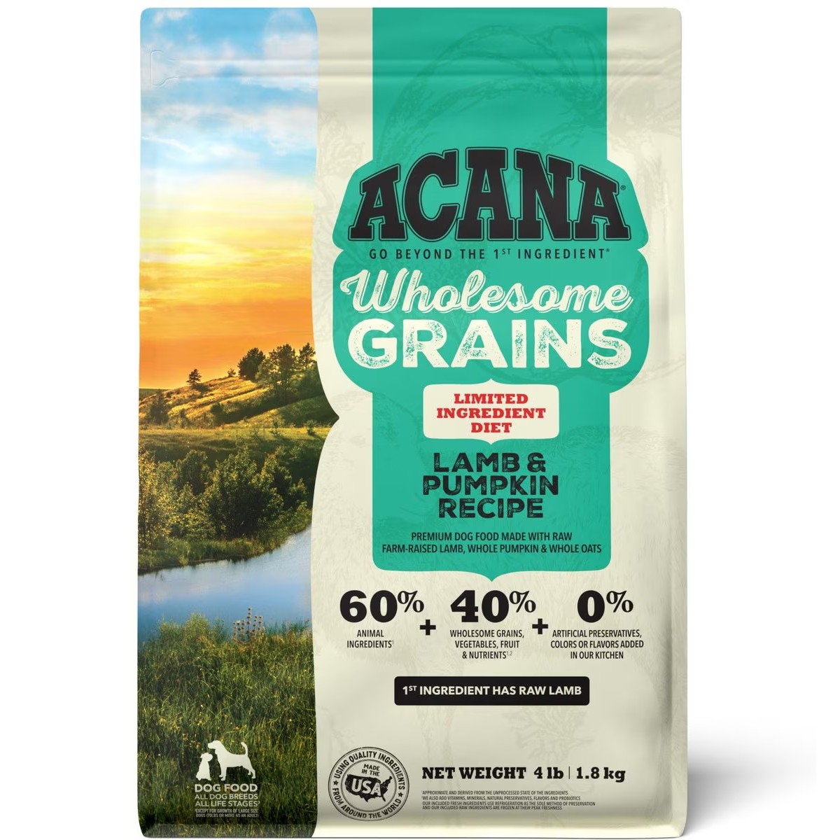 Acana Wholesome Grains, Lamb & Pumpkin, Limited Ingredient Diet Dry Dog Food 4lb | 496378ZVF