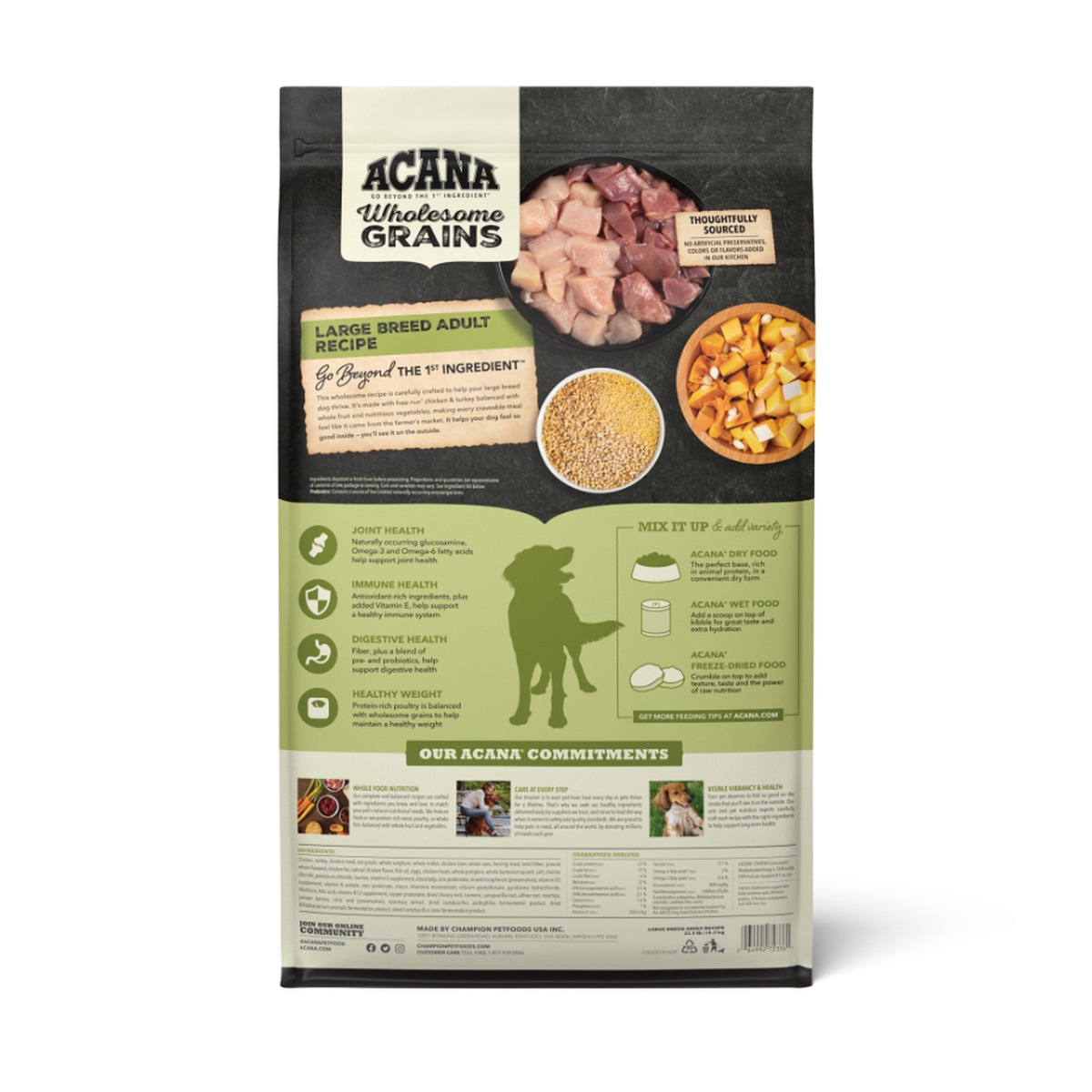 Acana Wholesome Grains, Large Breed Adult Dry Dog Food 22.5lb | 362789TVN