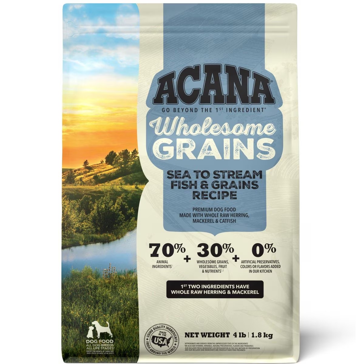 Acana Wholesome Grains, Sea to Stream Fish & Grains Dry Dog Food 4lb | 289153DQA